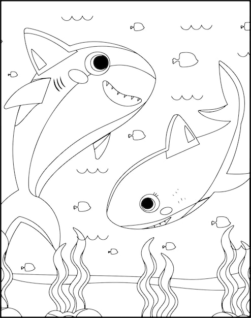 Premium vector printable shark coloring pages for kids