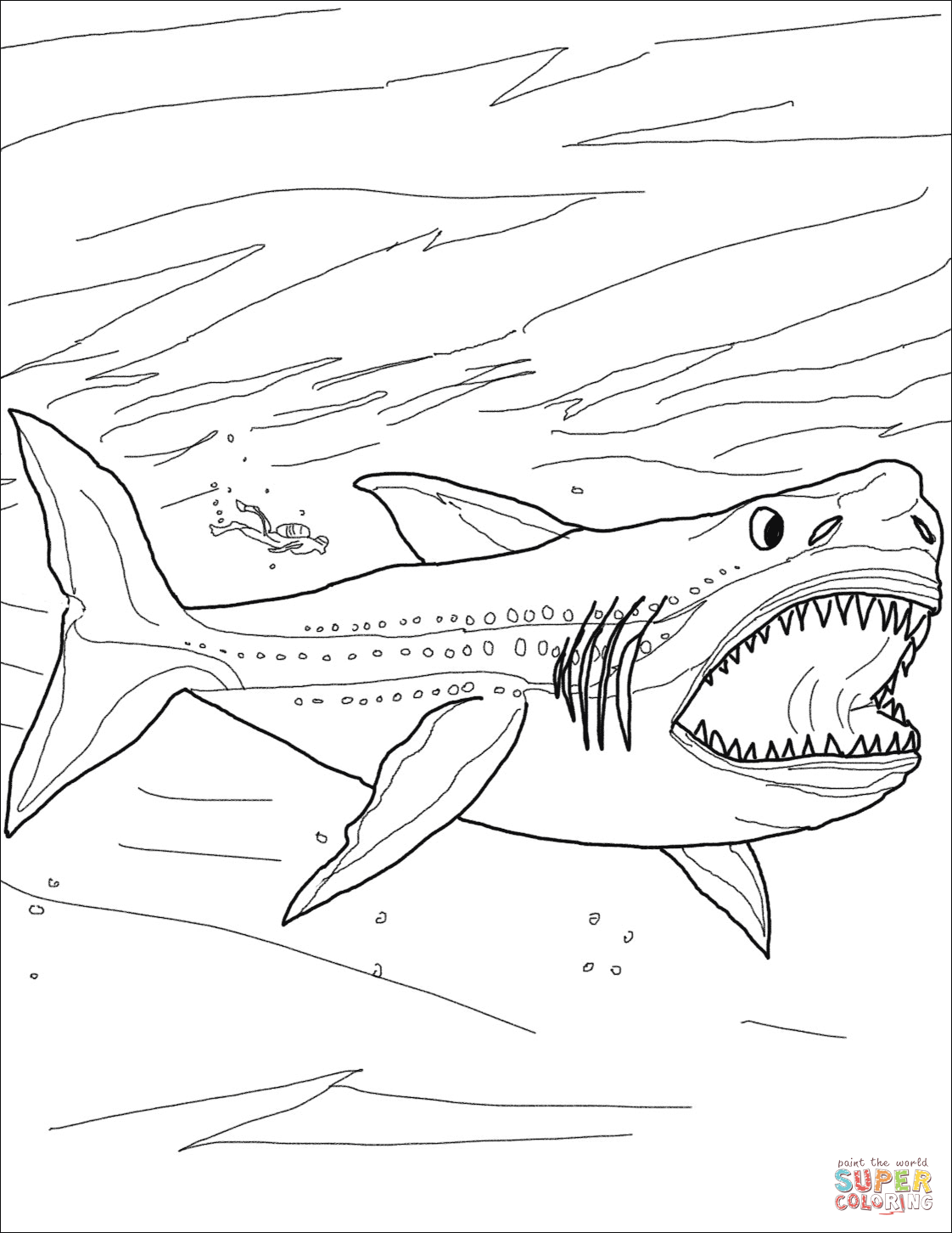 Megalodon shark coloring page free printable coloring pages