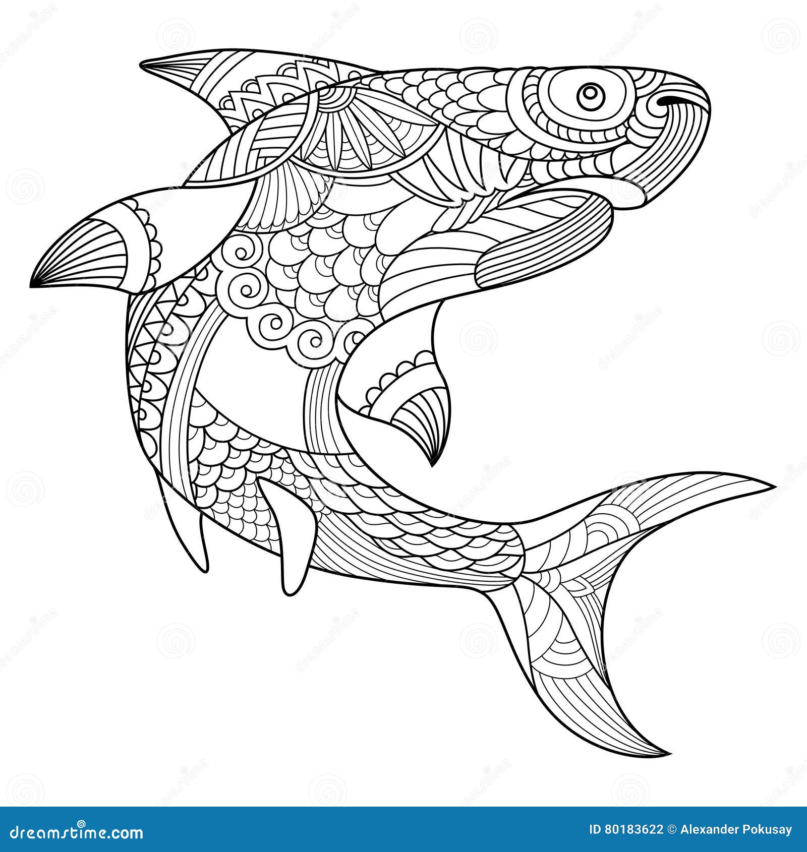 Shark coloring book for adults vector stock vector