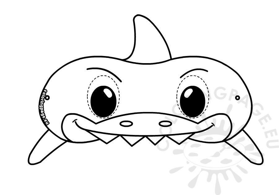 Mask shark template coloring page