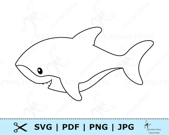 Cute shark svg cricut cut layered files silhouette cameo vector black and white outline baby animal coloring page stencil outline download now