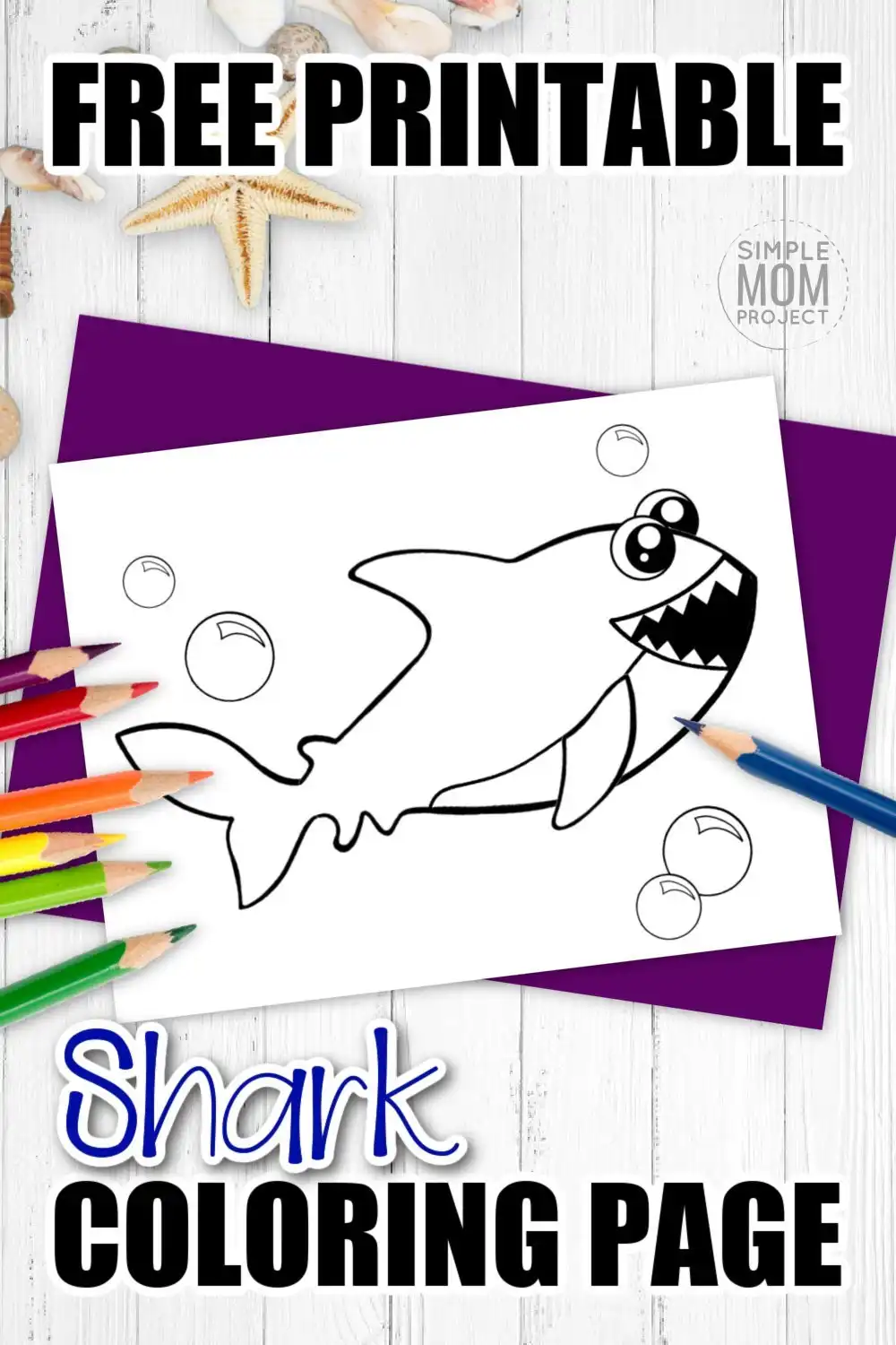 Free printable shark coloring page â simple mom project