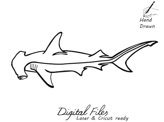 Hammerhead shark hand drawn svg clipart laser cut shark plasma cut shark shark svg for cricut shark scroll saw pattern shark stencil