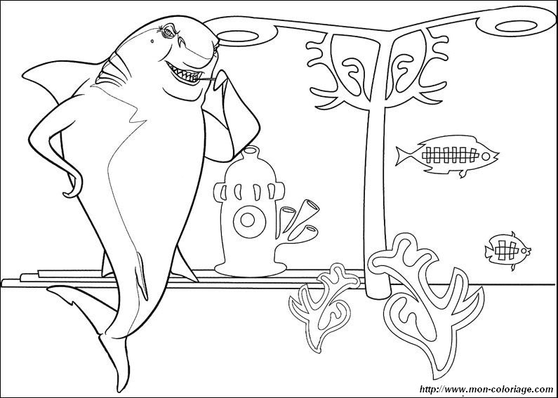 Coloring shark tale page shark tale picture to print out or color online