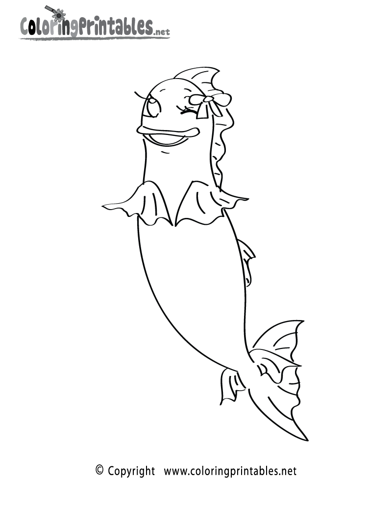 Fish girl coloring page