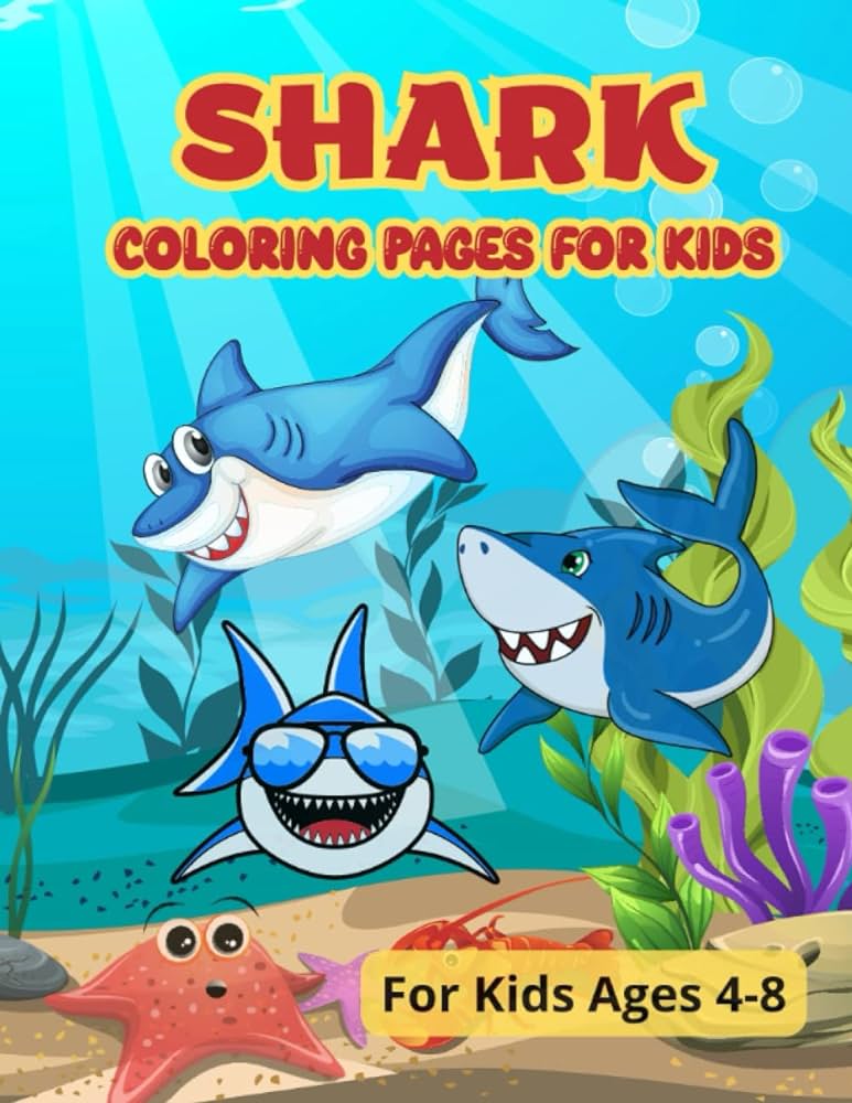 Coloring book special shark multiple template pages coloring an drwaing for kids ages