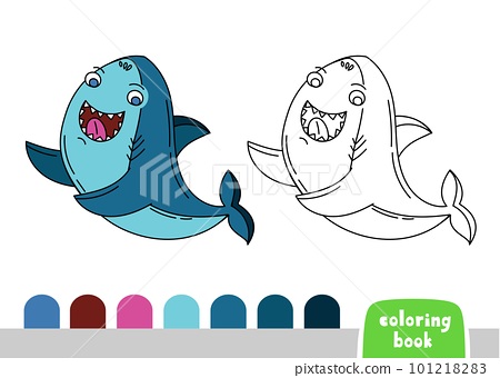 Coloring book for kids shark page for books