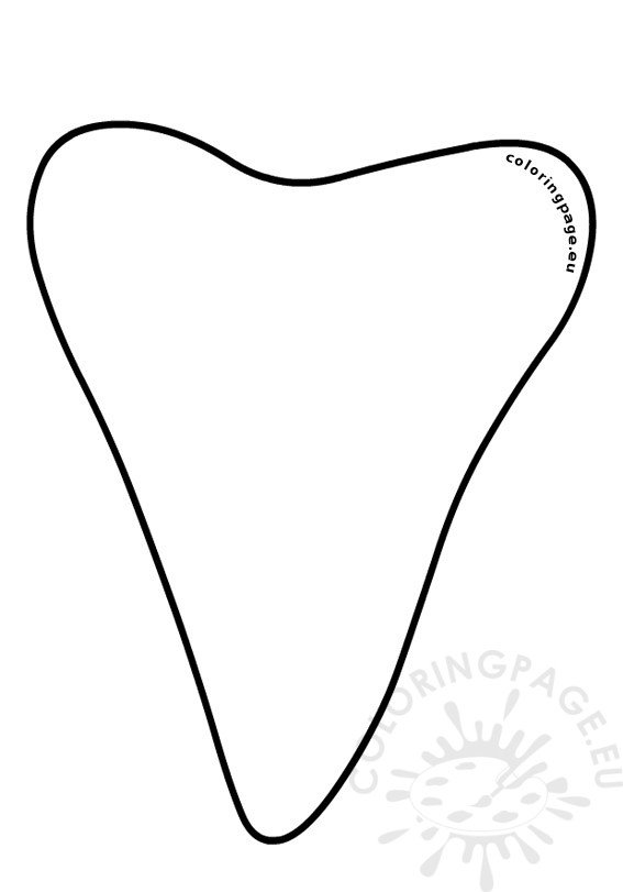 Shark tooth template coloring page