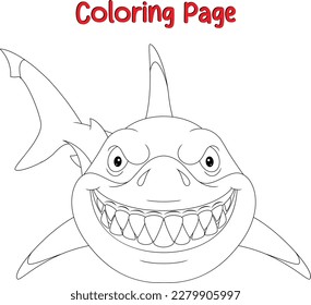 Angry shark coloring pages children stock vector royalty free