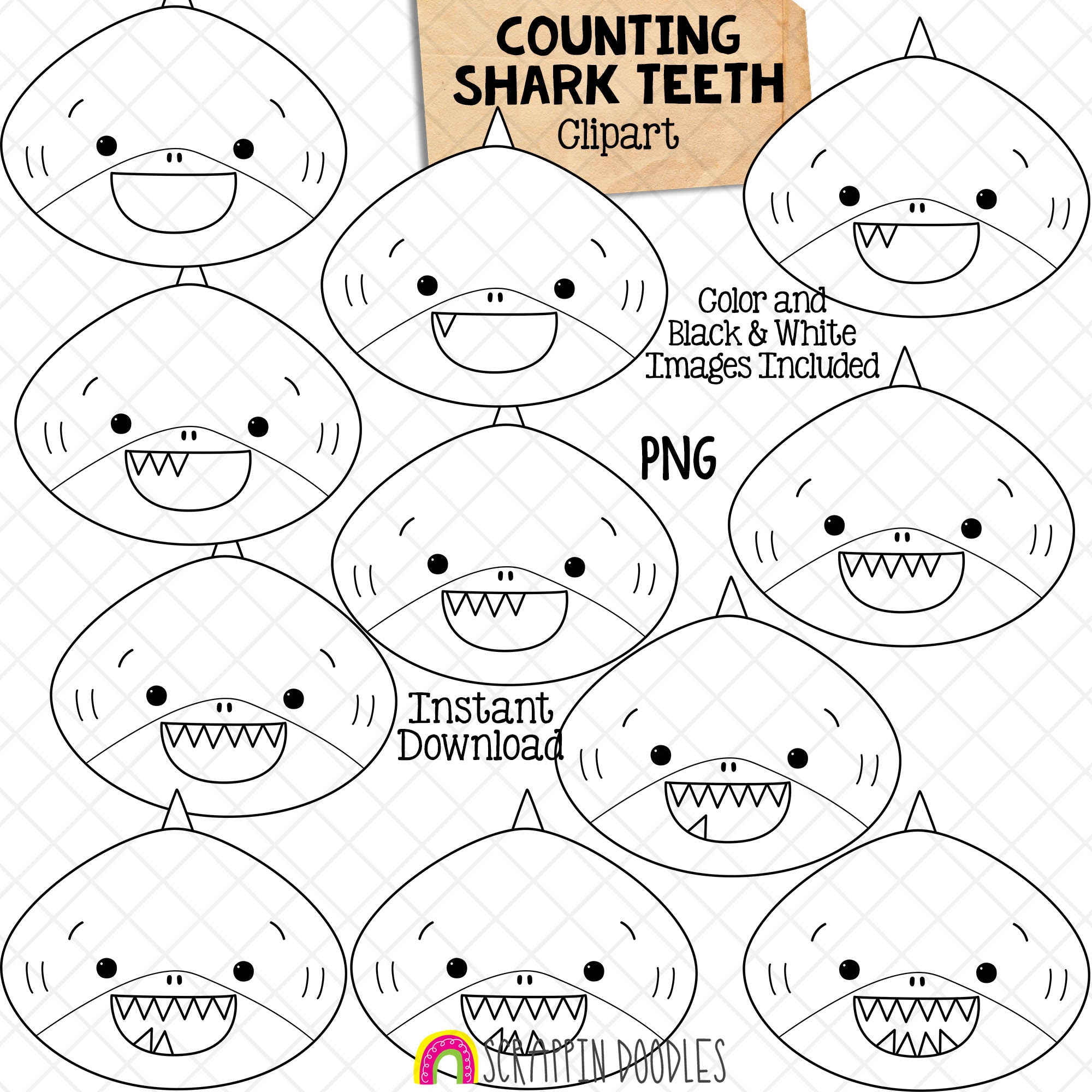 Counting shark teeth clip art
