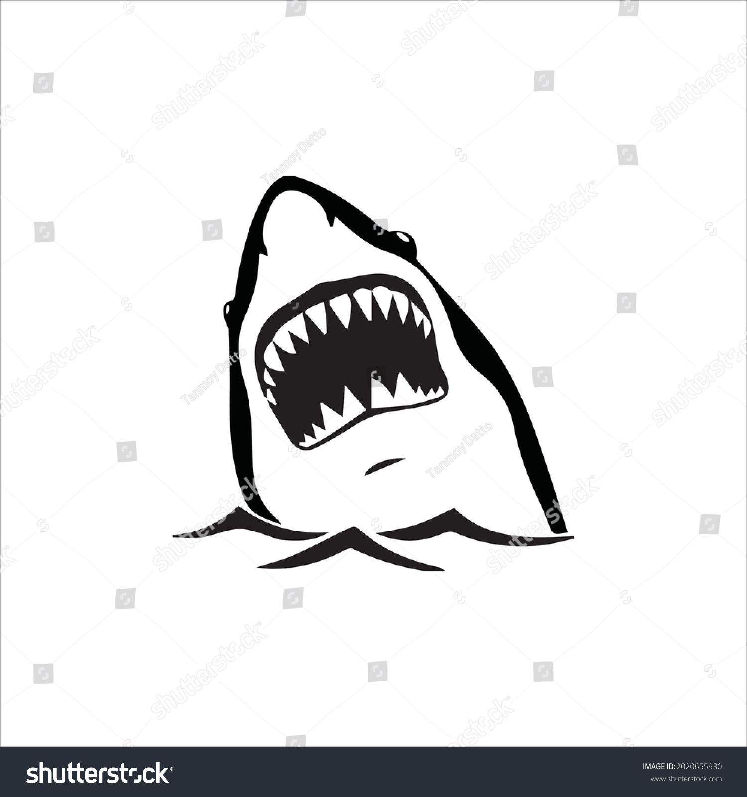 Color page shark line art stock vector royalty free