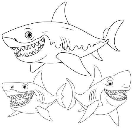 Shark coloring pages stock vector illustration and royalty free shark coloring pages clipart