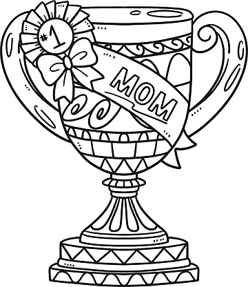 Mothers day trophy coloring page for children to celebrate and honor moms happiness vector trophy drawing rat drawing moth drawing png and vector with transparent background for free download