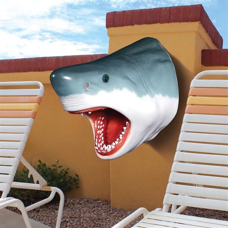 Great white shark wall mount trophy sculpture