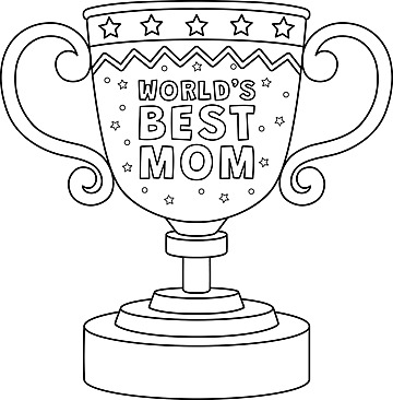 Mothers day trophy coloring page for children to celebrate and honor moms happiness vector trophy drawing rat drawing moth drawing png and vector with transparent background for free download