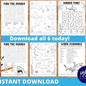 Shark activity and coloring pages instant download shark week kids activity pages shark coloring sheets printable for kids