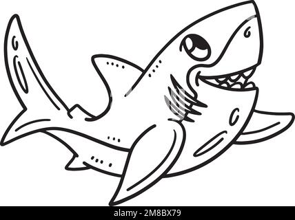 Great white shark isolated coloring page for kids stock vector image art