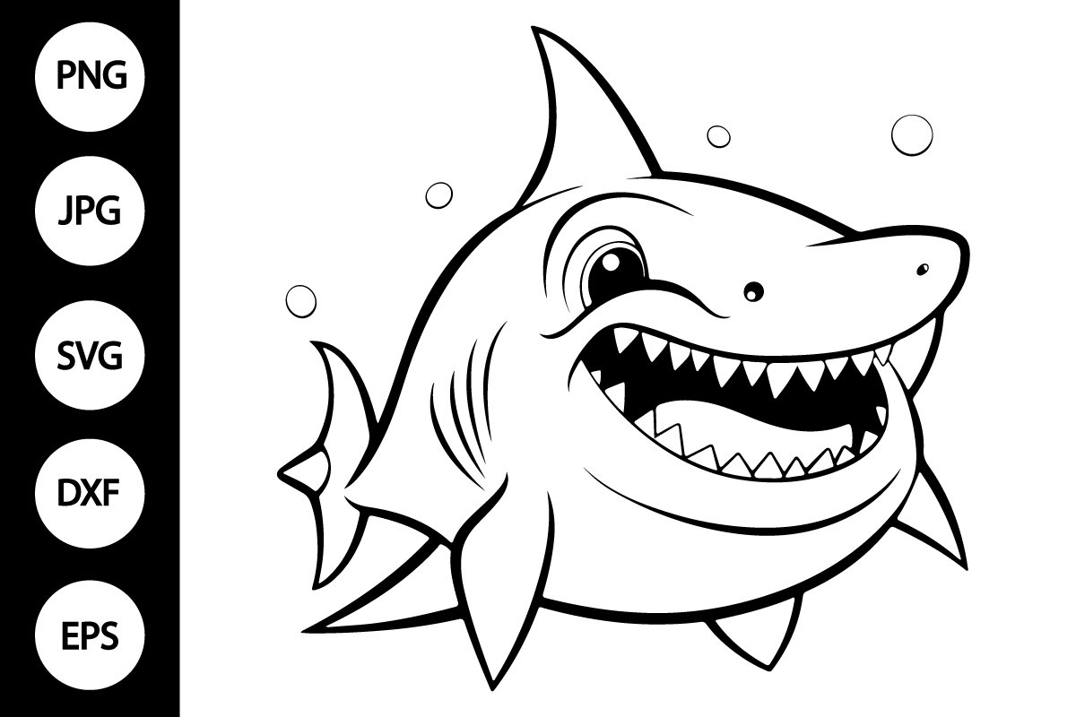 Outline shark svg coloring page