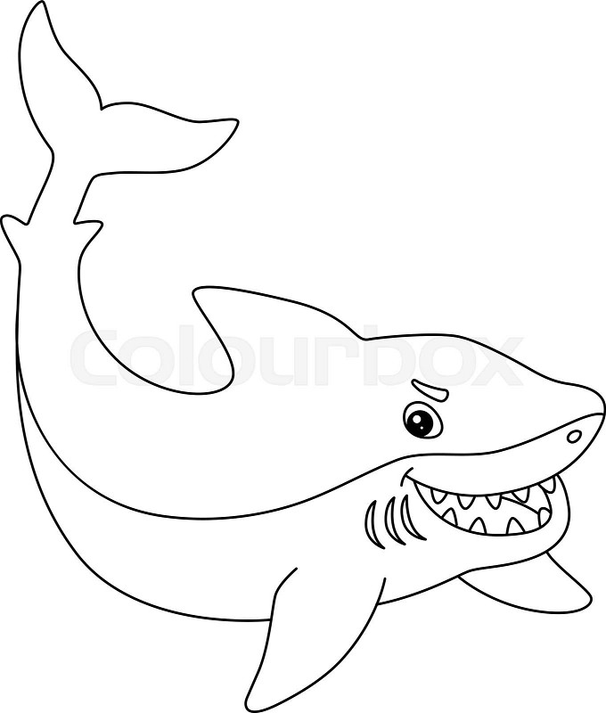 Great white shark coloring page isolated for kids stock vector