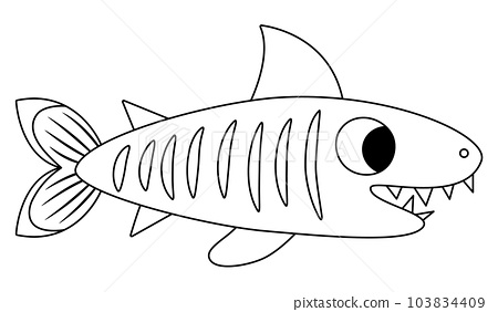 Vector black and white shark icon under the