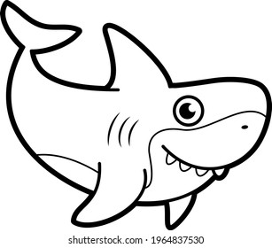 Coloring book page kids shark black stock vector royalty free