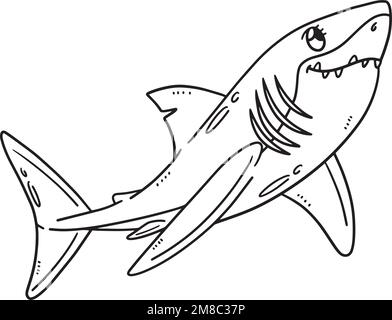 Great white shark isolated coloring page for kids stock vector image art