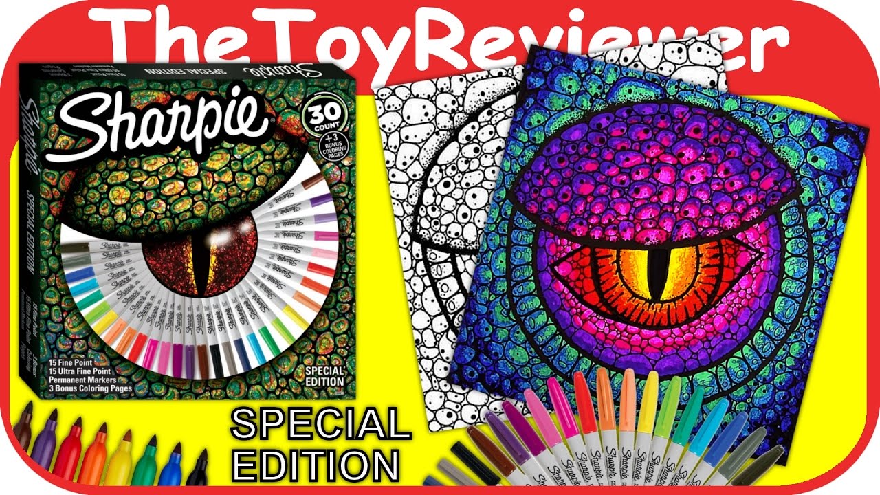 Sharpie peranent arkers special edition coloring pages unboxing toy review by thetoyreviewer