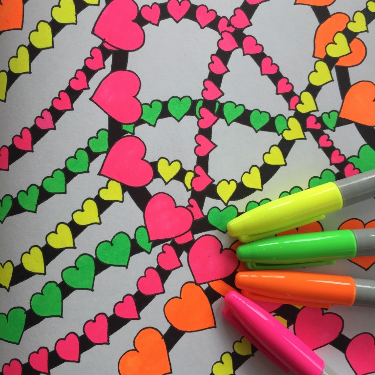 Neon sharpie markers for your adult coloring book pages
