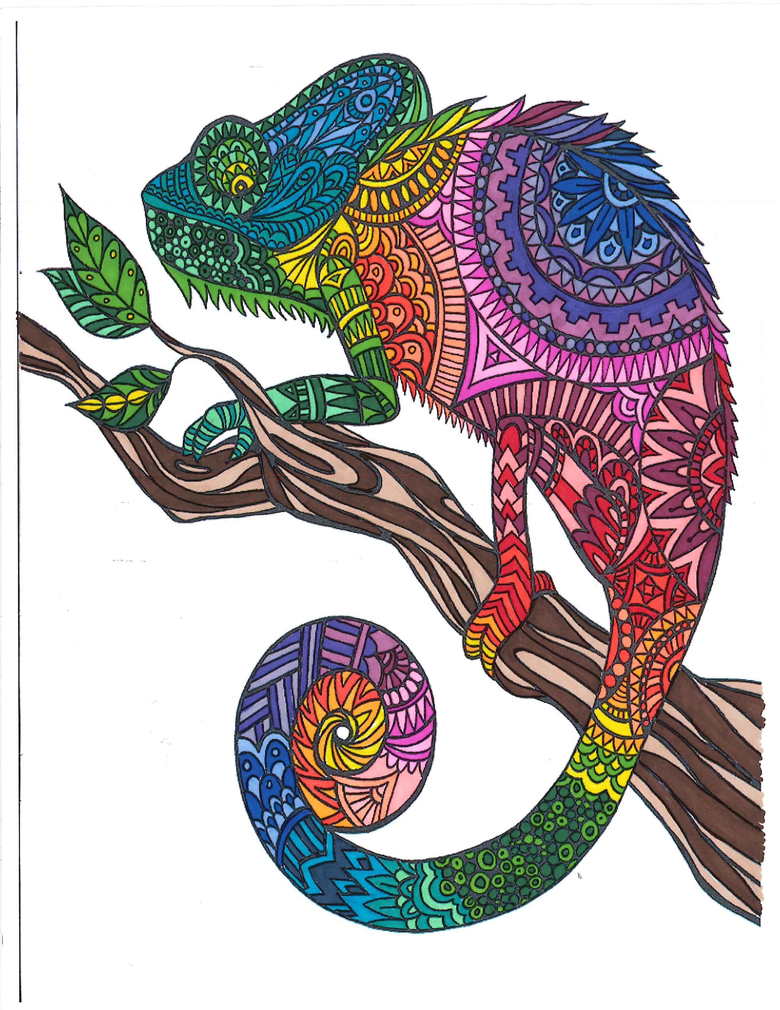 From free coloring page colored with sharpie markers dibujos de animales mandalas animales