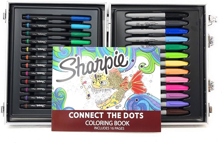 Sharpie new coloring kit with art pens markers connect the dots coloring book office products