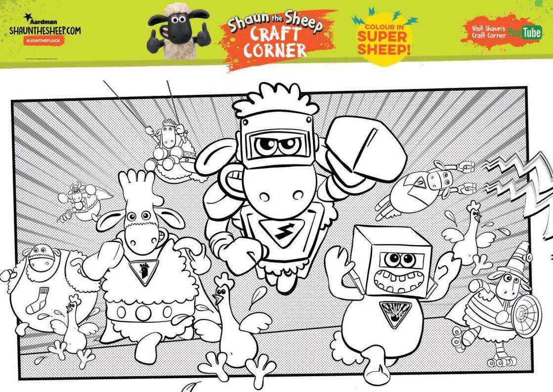 Shaun the sheep on x pow baa whoosh colour in mossy bottom farms newest team of super heroes with this downloadable colouring sheet httpstcoqnxingsj dont forget to send us a photo of