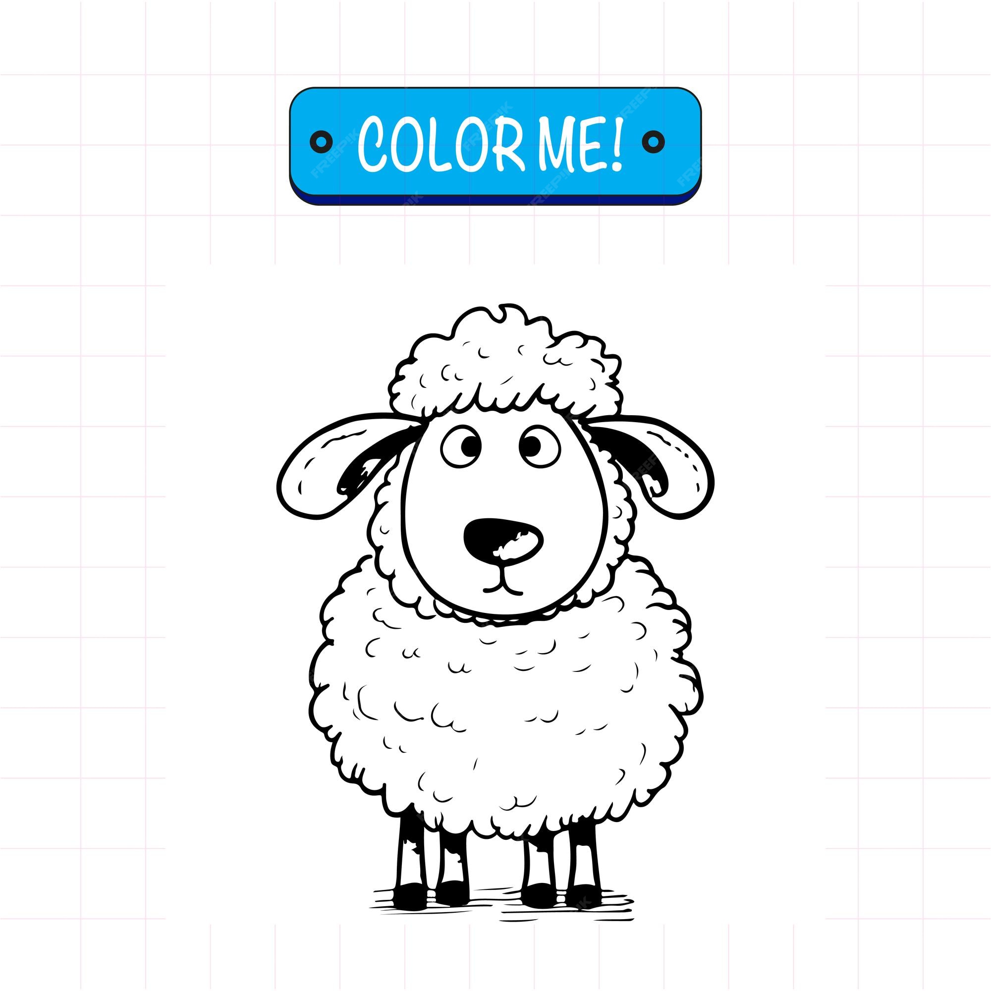Premium vector hand drawn sheep kawaii outline illustration for coloring book page