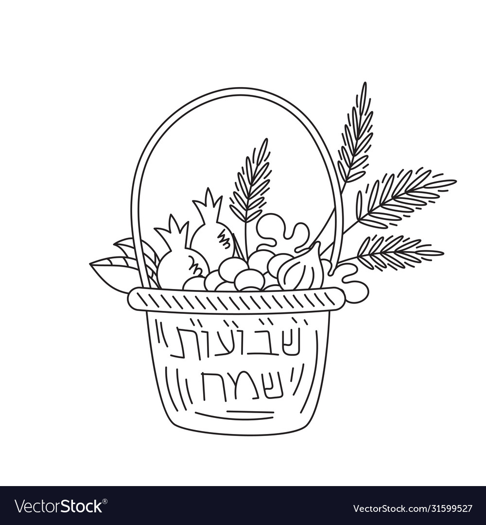 Shavuot jewish holiday coloring page royalty free vector