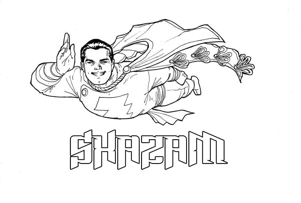 Happy shazam coloring page