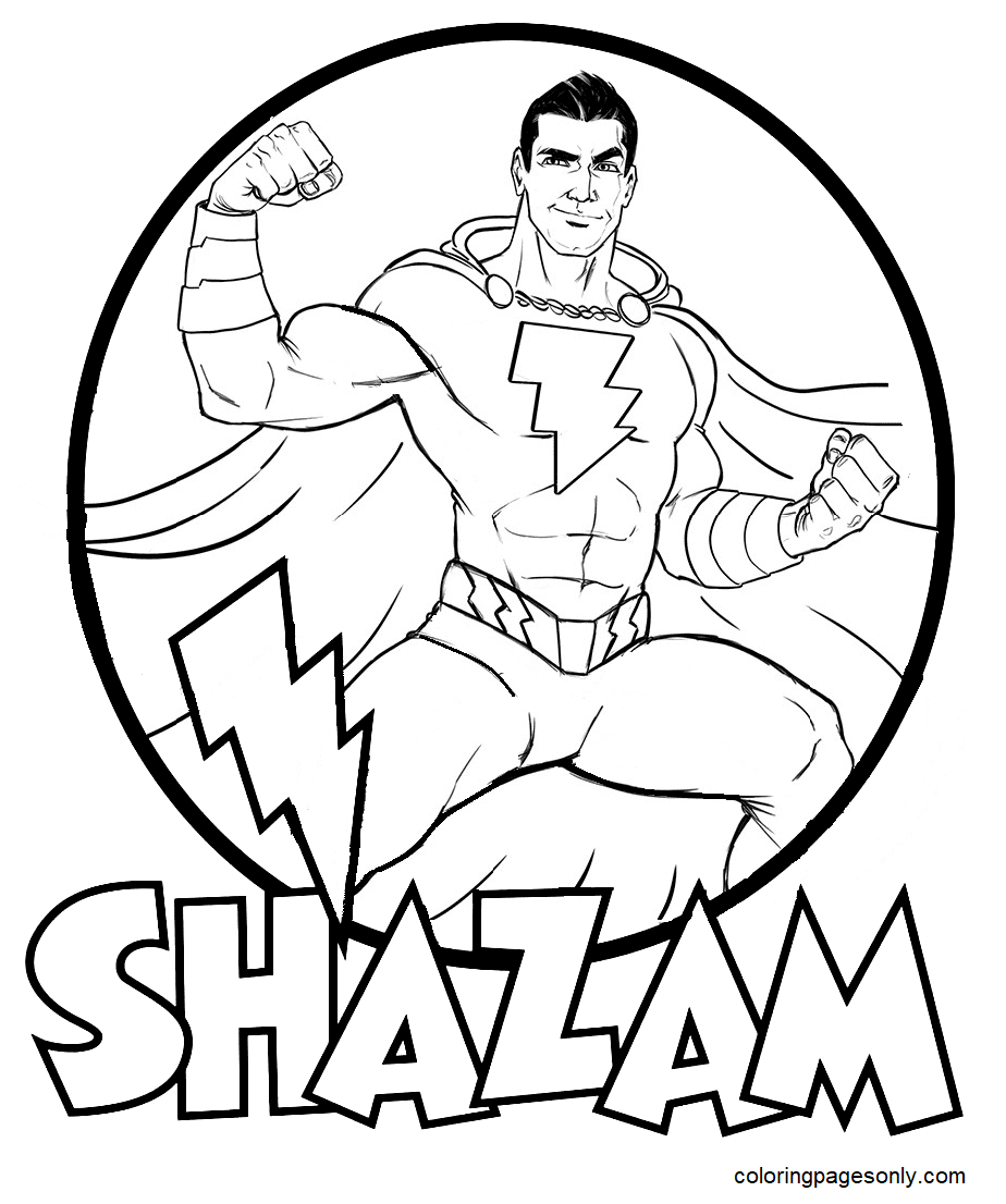 Shazam coloring pages printable for free download