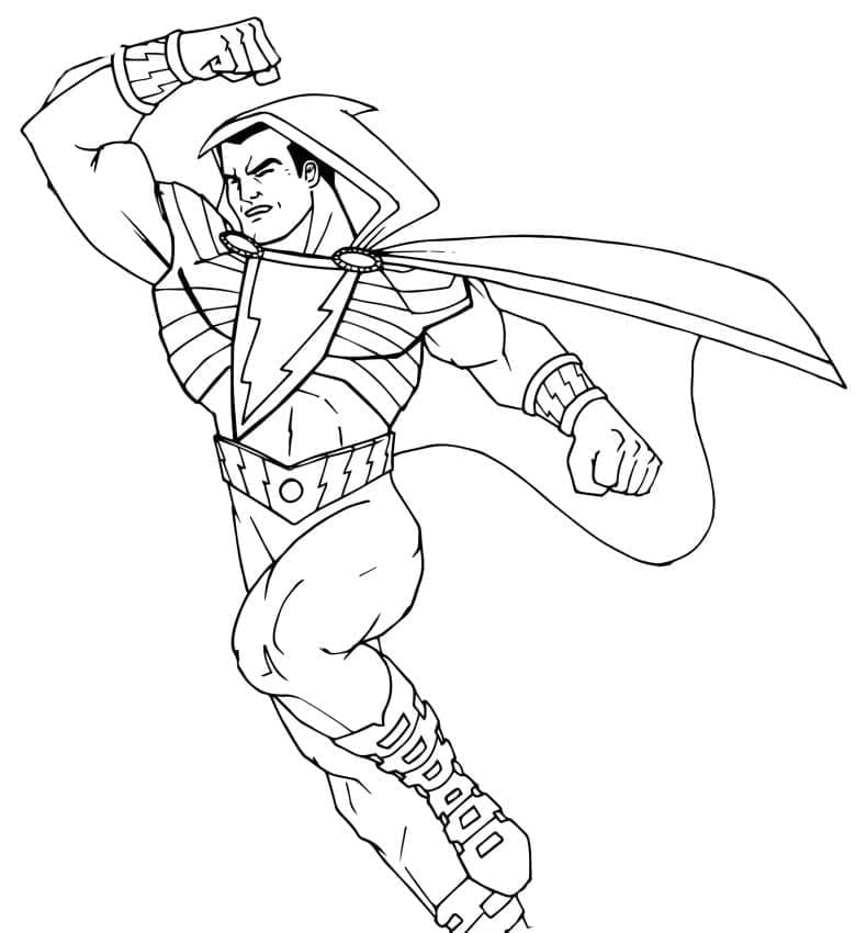 Shazam is punching coloring page