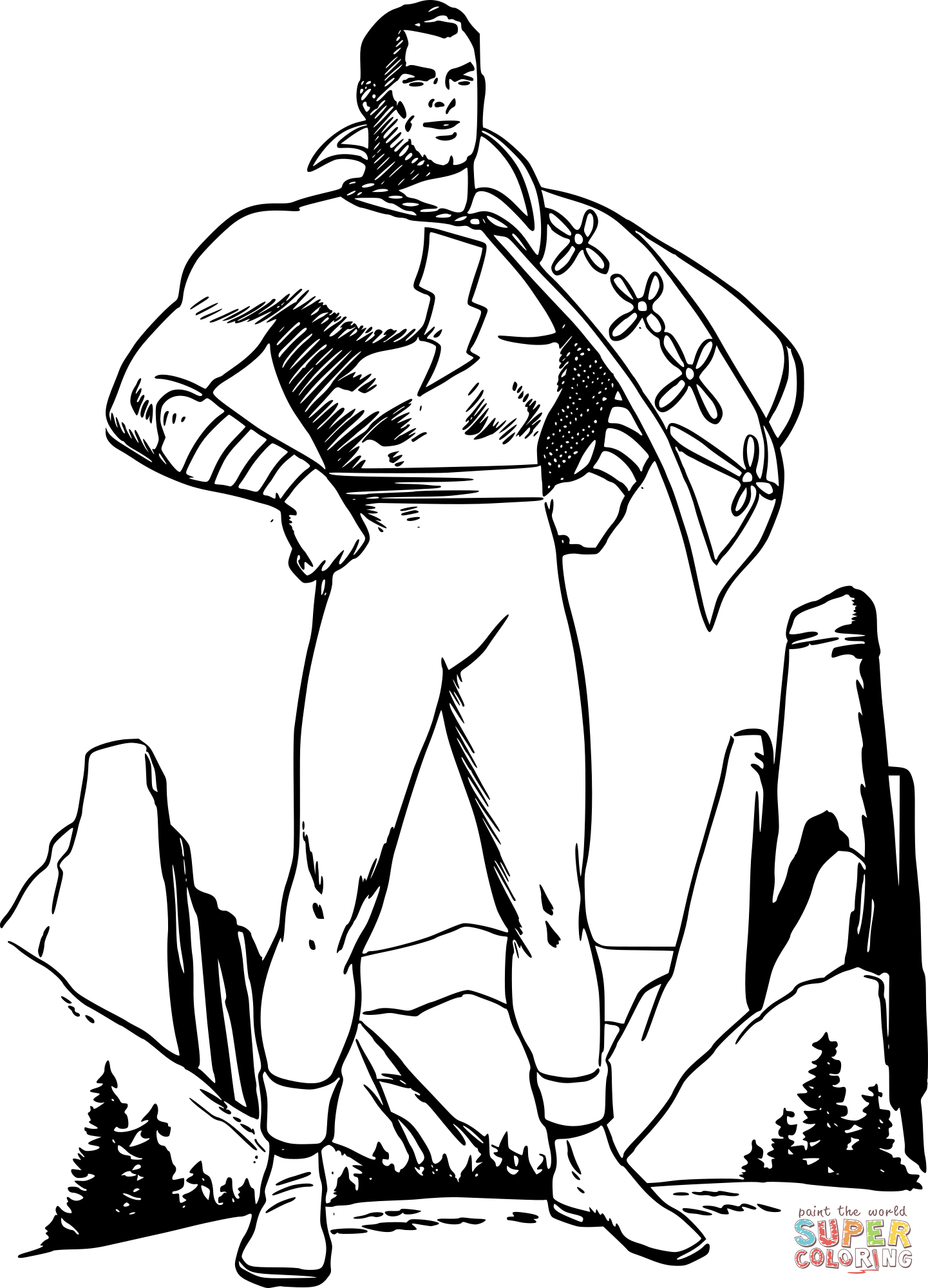 Vintage superhero coloring page free printable coloring pages