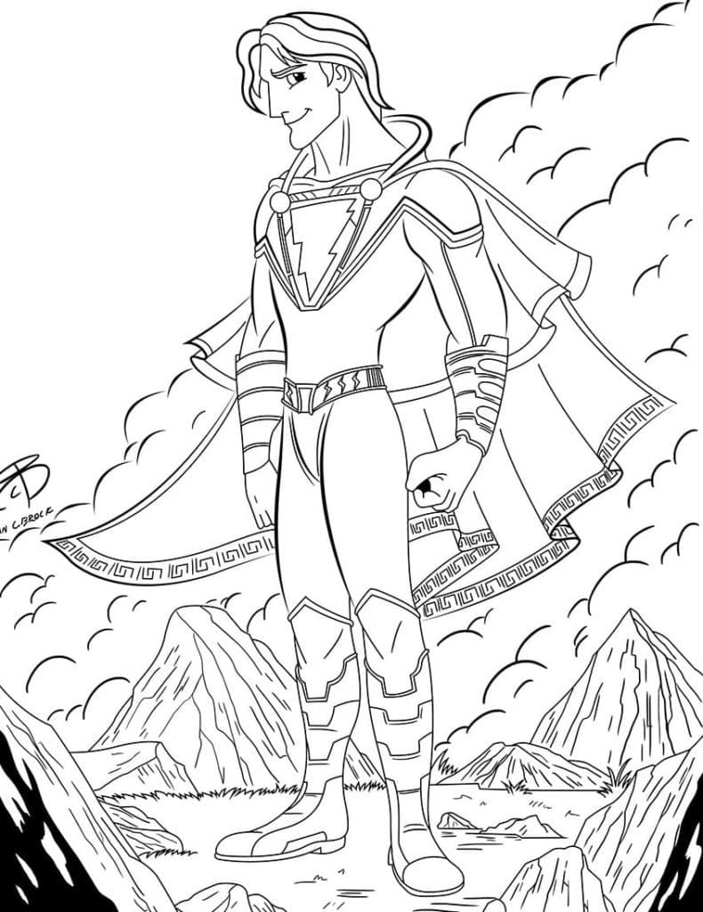 Cartoon shazam coloring page
