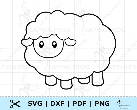 Cute baby sheep svg png dxf pdf cricut cut files silhouette lamb coloring page svg outline svg stencil svg clipart