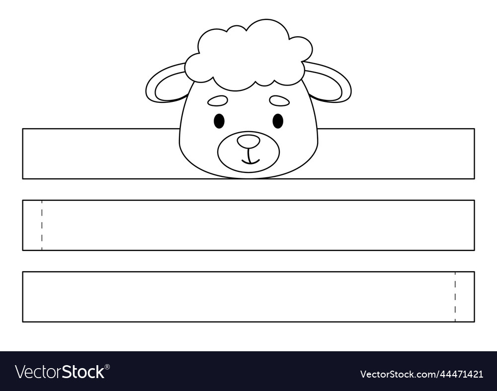 Printable sheep paper crown diy cut party ribbon vector image