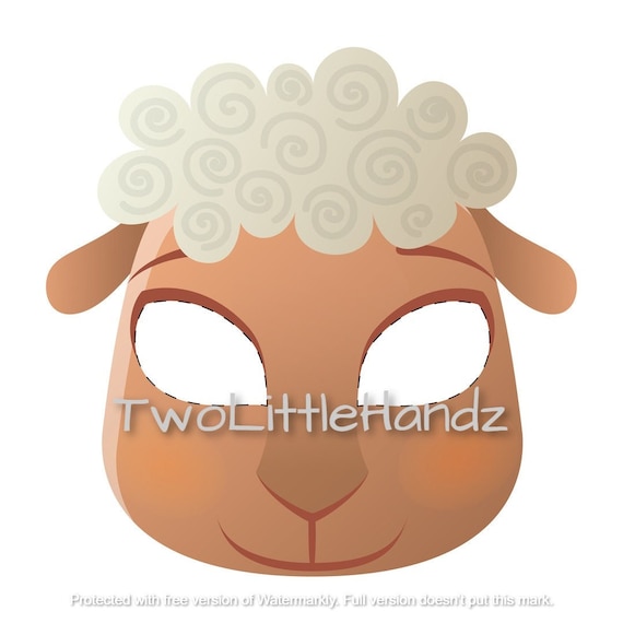 Sheep printable mask animal masks for kids party printable coloring page digital download kids craft printable