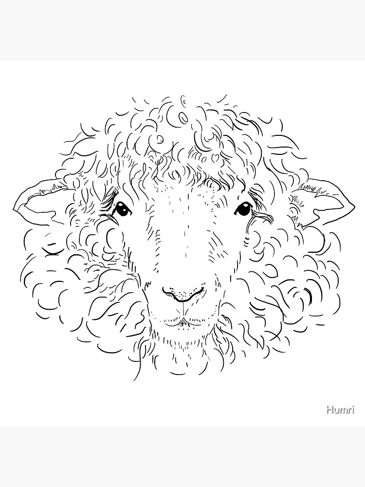 Sheep face simple minimalist illustration freestyle drawing sleep deprived black sheep eyes black and white digital art board print for sale by humri