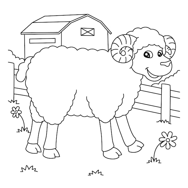Premium vector sheep coloring page for kids