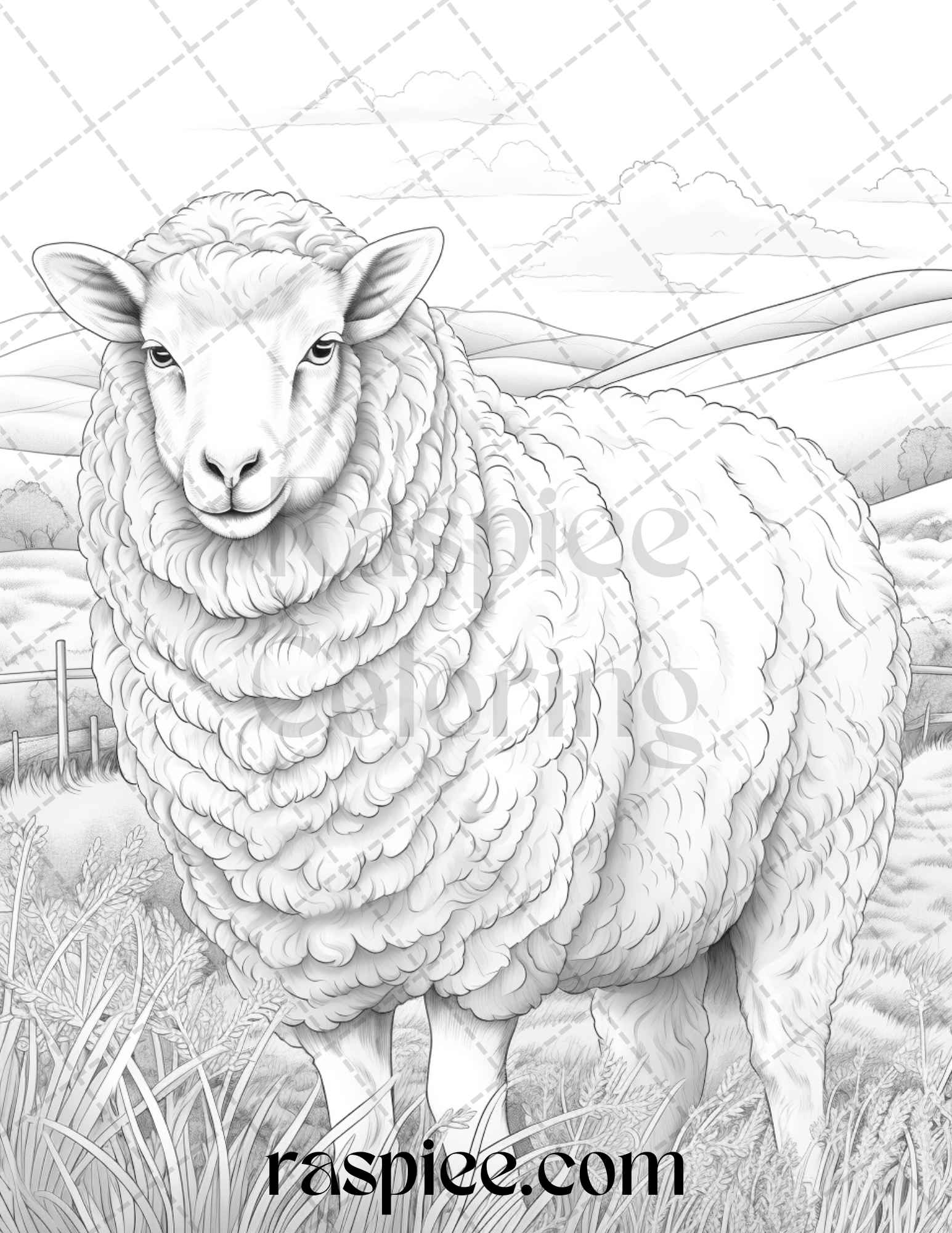 Farmstead serenity grayscale coloring pages printable for adults p â coloring