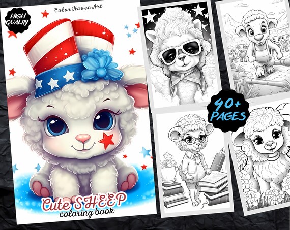 Cute sheep a coloring pages color page for kids games activity printable coloring pages party birthday digital children coloring
