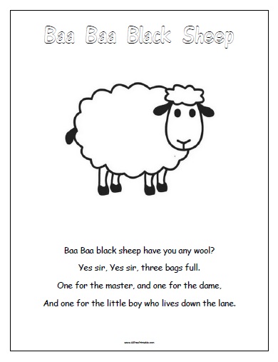 Baa baa black sheep â free printable