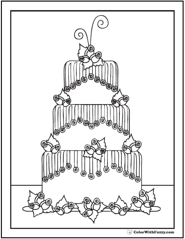 Cake coloring pages customize pdf printables