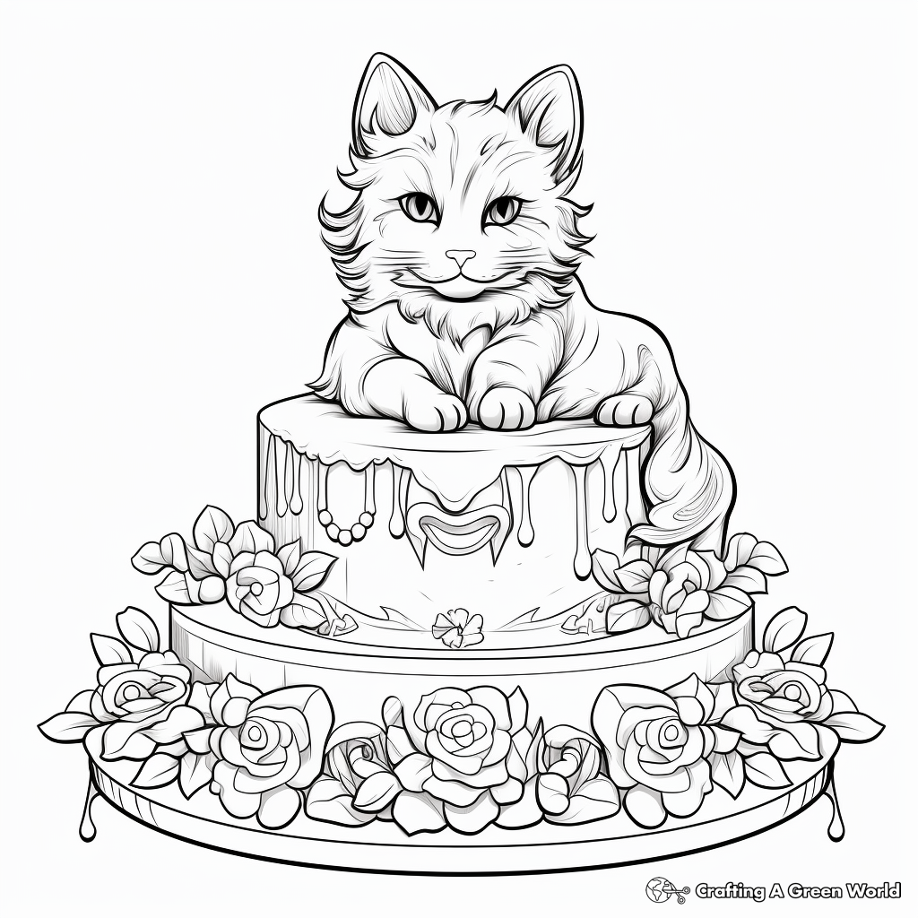 Cat cake coloring pages
