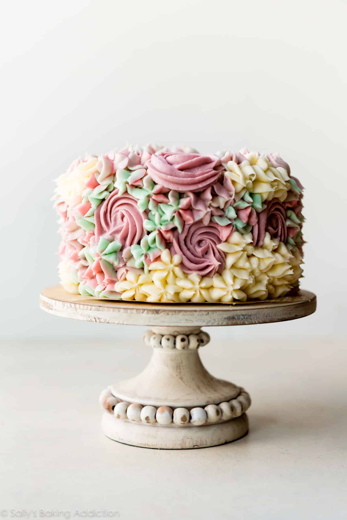 Inch birthday cake with easy buttercream flowers