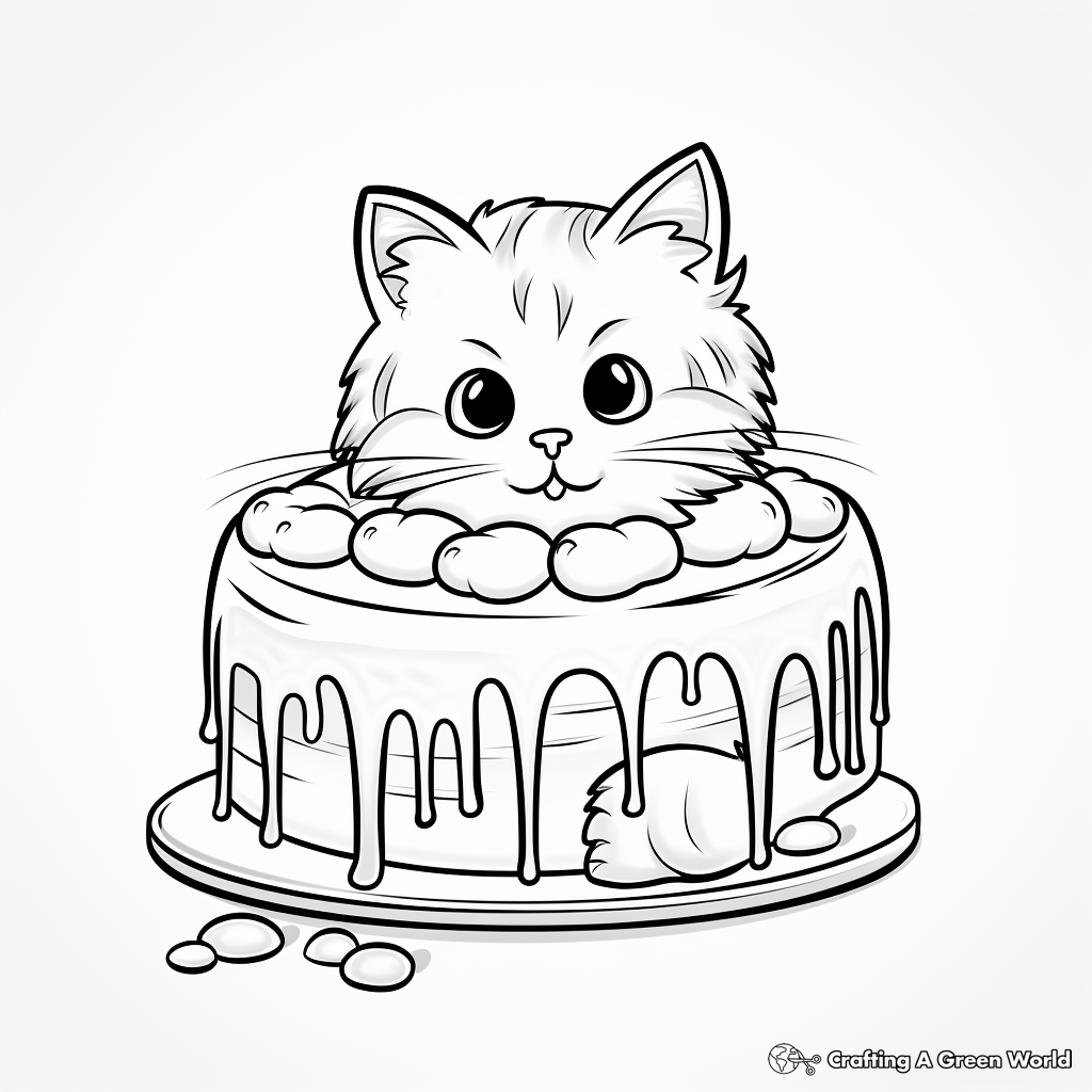 Cat cake coloring pages